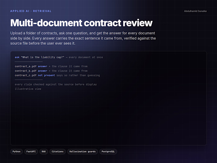 Multi-document contract review with grounded answers