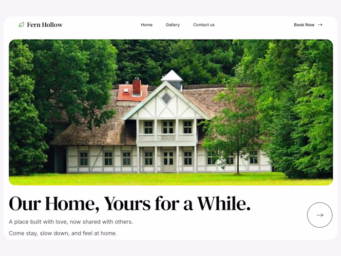 Fern Hollow · Boutique stay Framer template