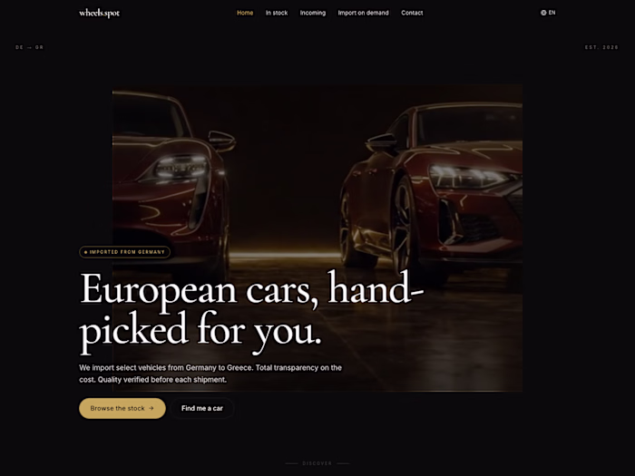 wheels.spot — Premium European Cars Delivered to Greece