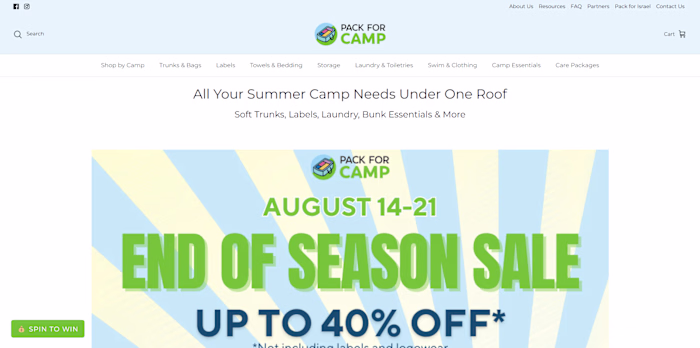 Pack for camp | Shopify 2.0 migration