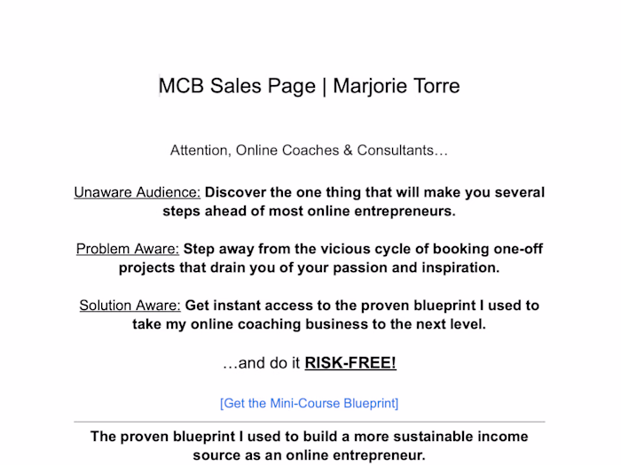 MCB Sales Page