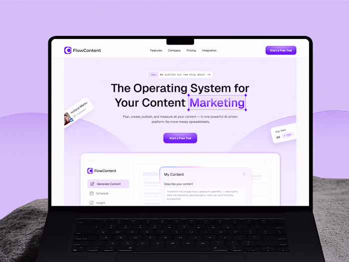 FlowContent AI SaaS Website Development