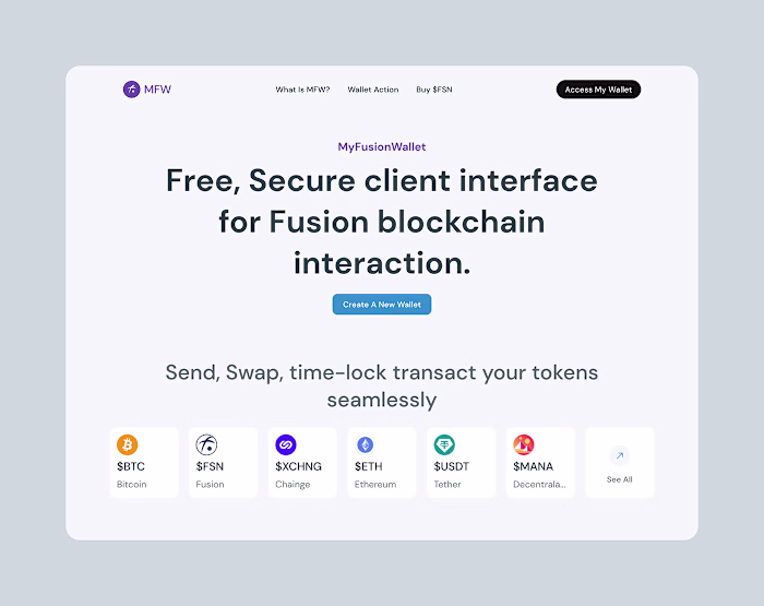 Fusion Wallet Landing Page