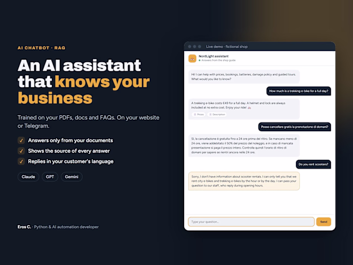 AI Chatbot That Answers From a Shop's Own Guide (RAG)
