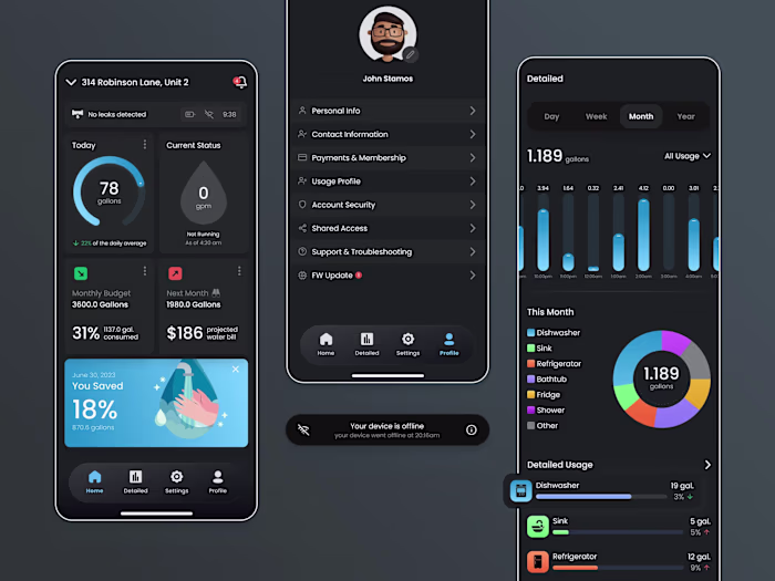 UI Design for Smart Water Control App