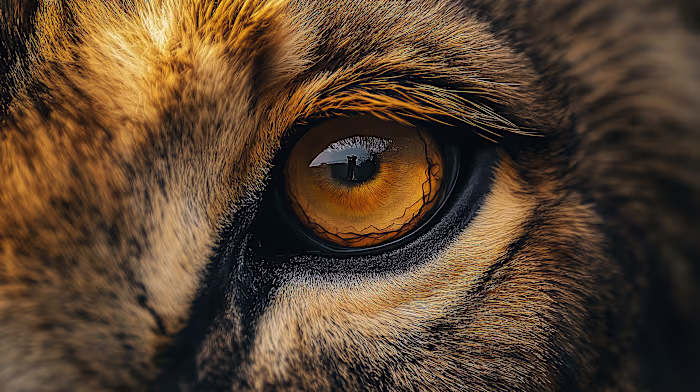 Extreme close-up of a lion's