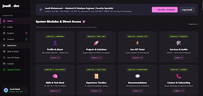 Interactive System Dashboard & Developer Portfolio