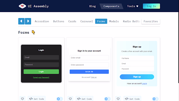 Reusable UI Components Web Application using VUE and Firebase