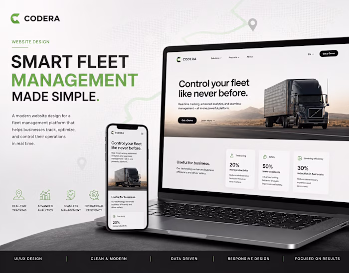Fleet Control Platform Modern SaaS Website