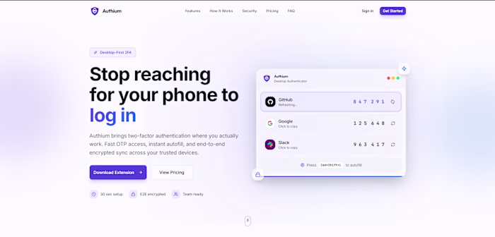 Authium is a desktop-first two-factor
