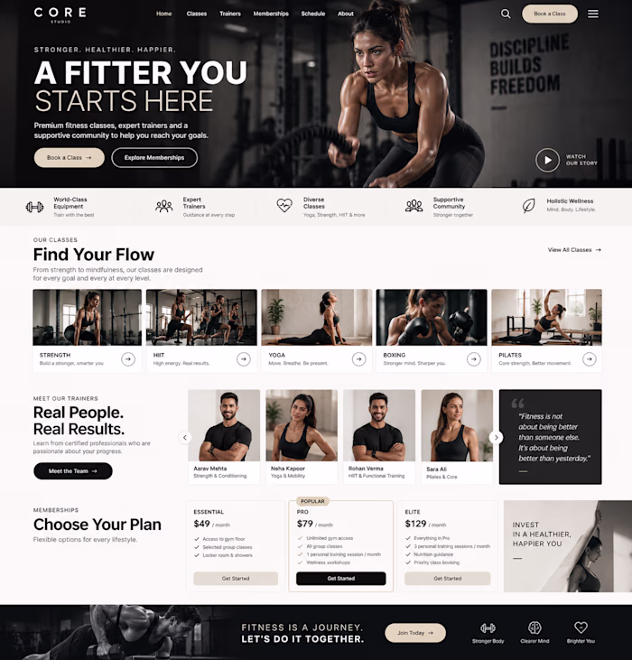 Fitness Studio Website
Designed and developed