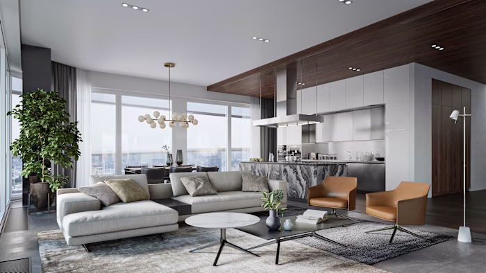 Open-Plan Living Space Design & Visualization