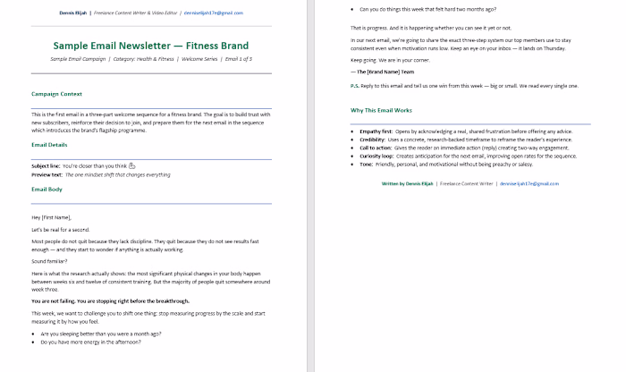Sample Email Newsletter — Fitness