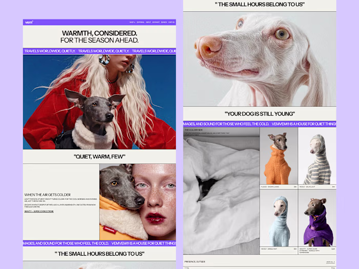 VEM Pet Fashion Website Design
