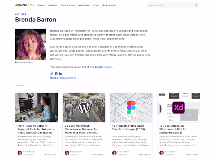 Contributor to Web Design Tuts+ 