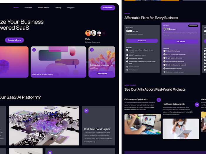 SaaS AI Platform Landing Page Design