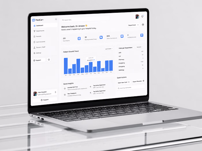 Healthcare Management Dashboard Design