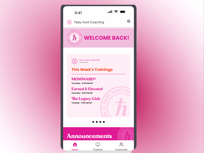 Taley Hunt Coaching | Kajabi App Design