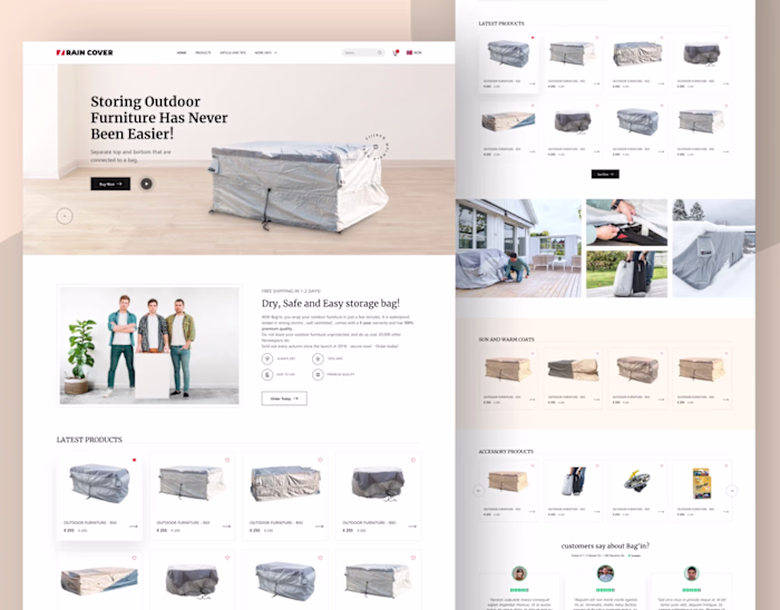 Rain Cover ecommerce website design - shopyfy