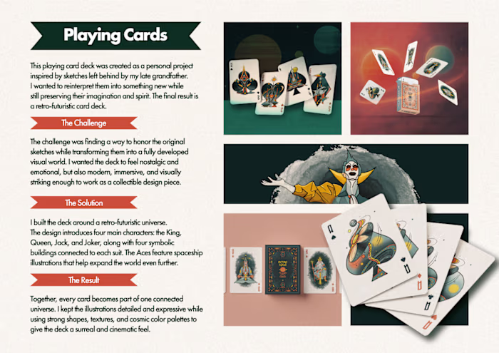 Retro-Futuristic Playing Card Design Inspired by Legacy Art