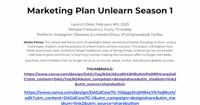Marketing Plan Unlearn Season