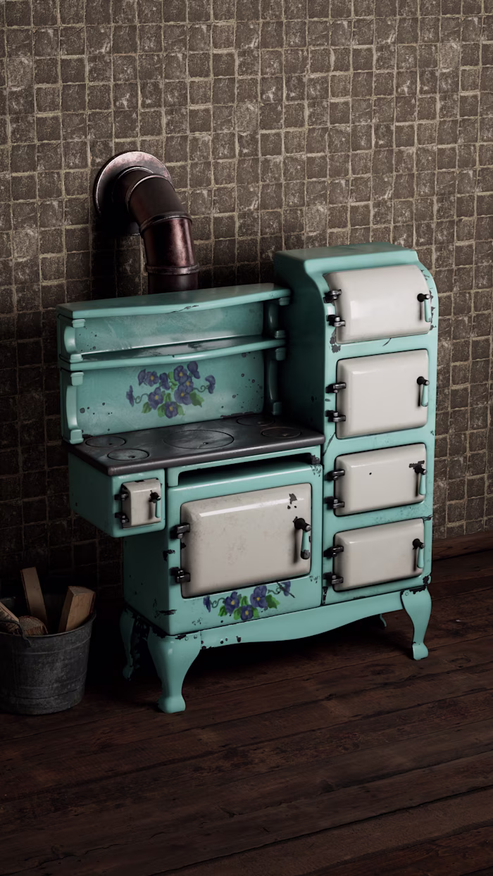 Realistic 3D Vintage Stove