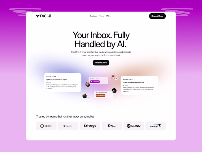 Tacer AI Landing Page Design