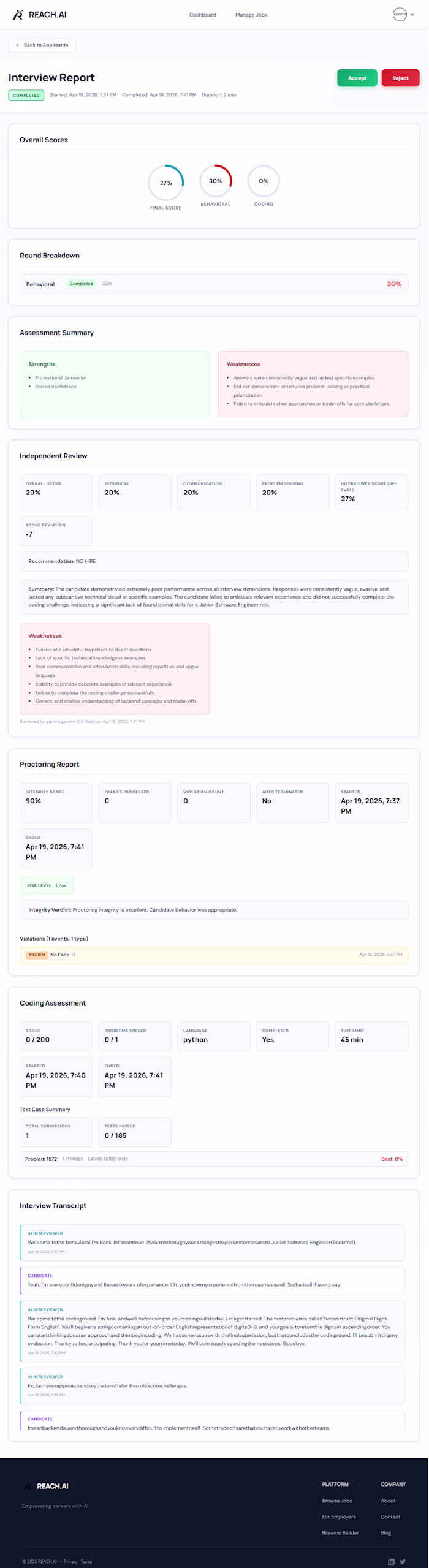 REACH AI is an end-to-end intelligent recruitment platform e...