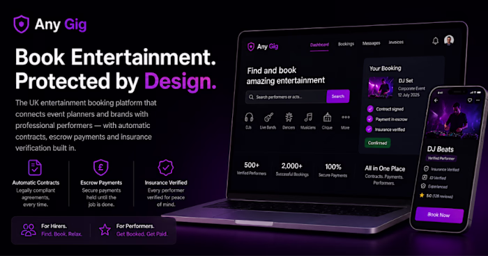 Anygig: Corporate Entertainment Booking Platform