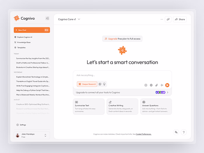 Cognivo - AI Chatbot Dashboard