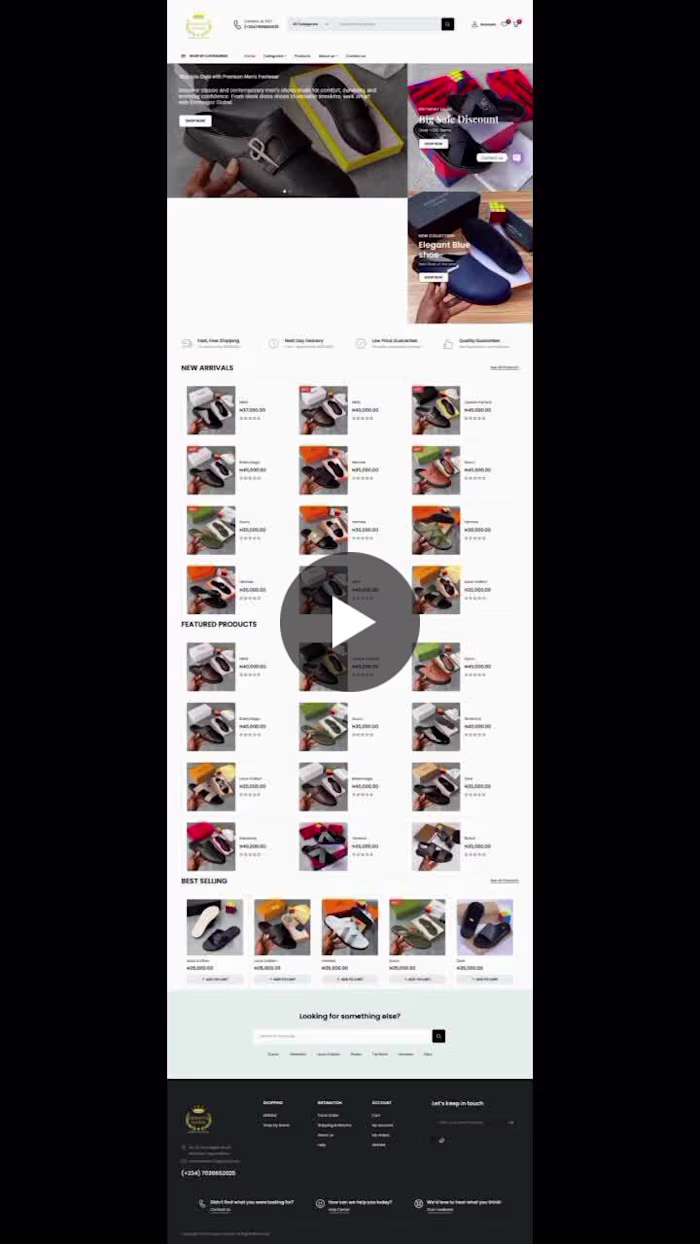 Responsive E-commerce Website Design for Men's Footwear Brand