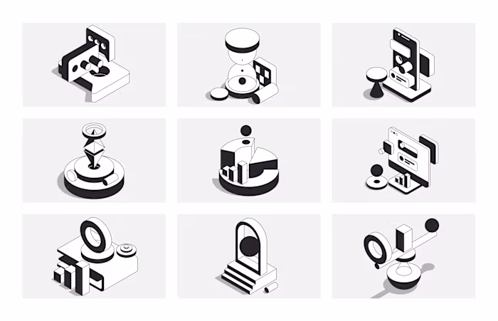 FREEBIE - Abstract isometric illustrations