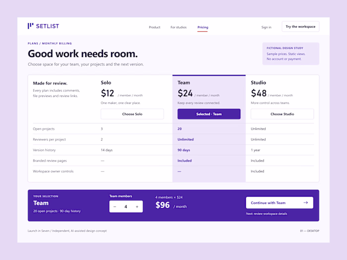 SETLIST — SaaS Plan Selection & UI States