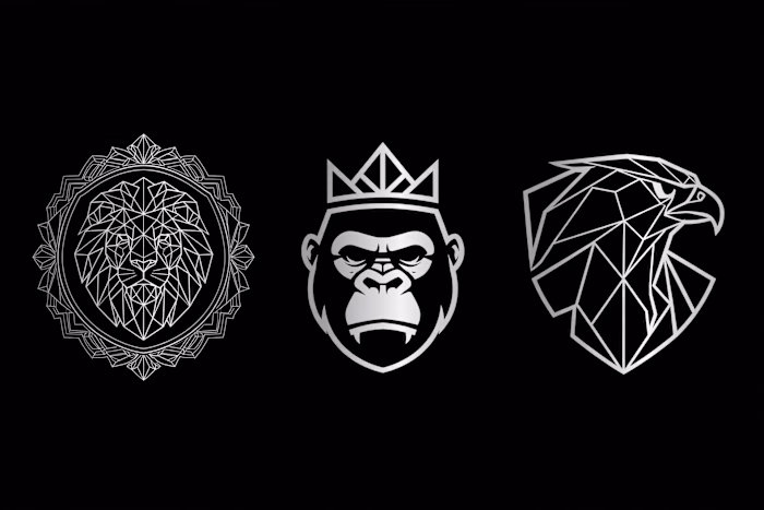 Geometric Animal Icon Logos - Lion Gorilla Falcon Streetwear...