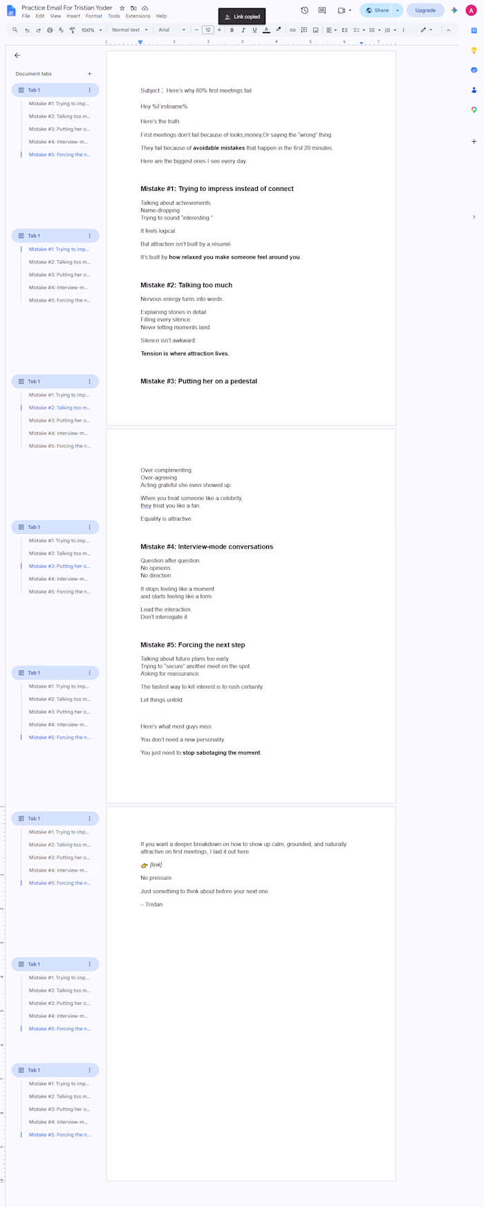 This is an email I wrote for a relationship coach who has a ...