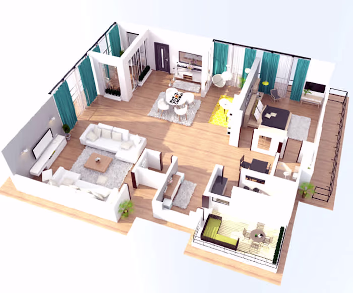 3d elevated floor plan 