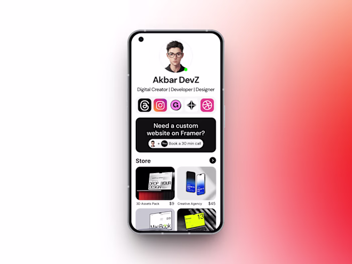 LinkZ – Modern Link in Bio Template for Framer