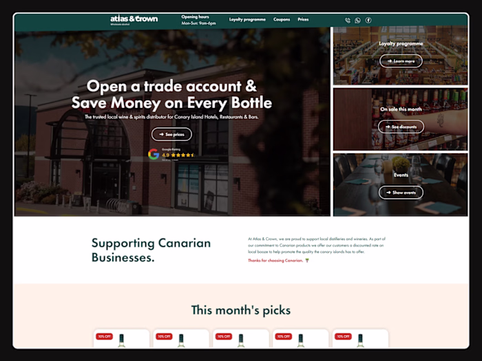 Atlas & Crown – Wine and Spirits Distributor Webflow Website