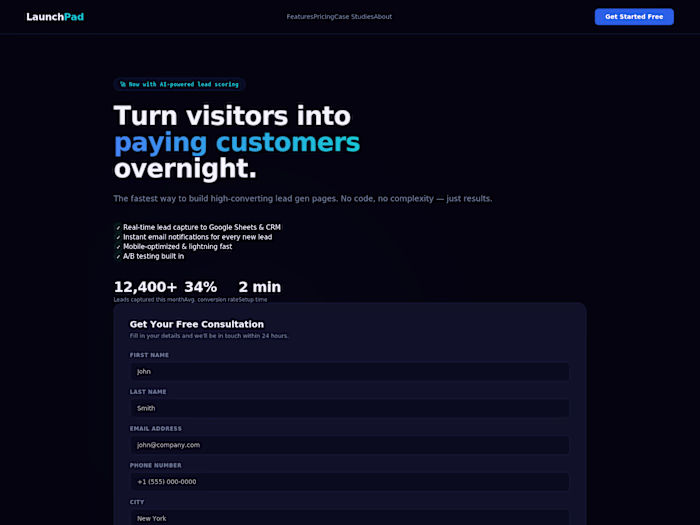 Developed a high-converting lead generation