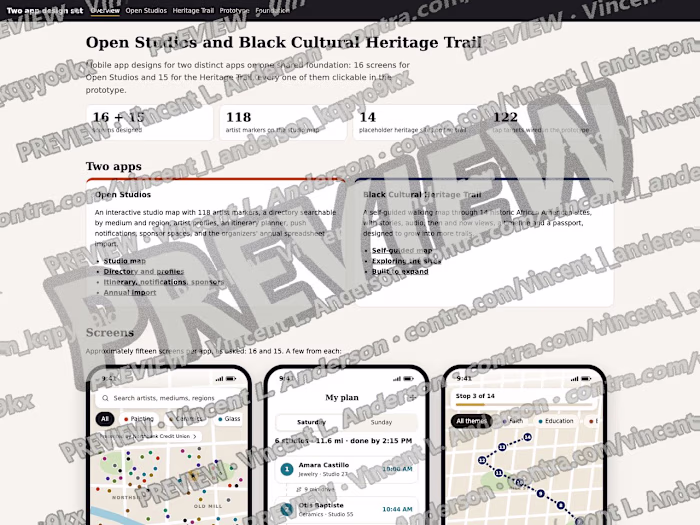 Open Studios and Heritage Trail: two app designs