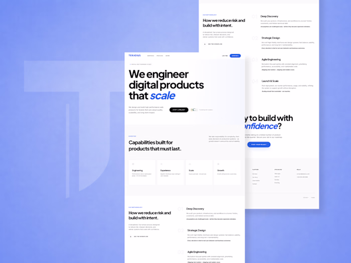 Engineering-first product studio website built