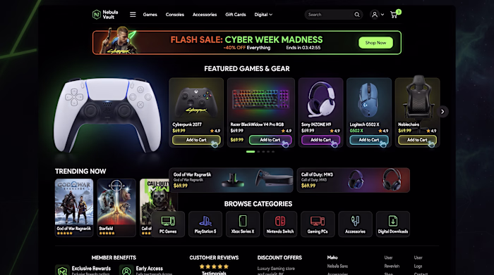 Luxury Gaming Store UI UX