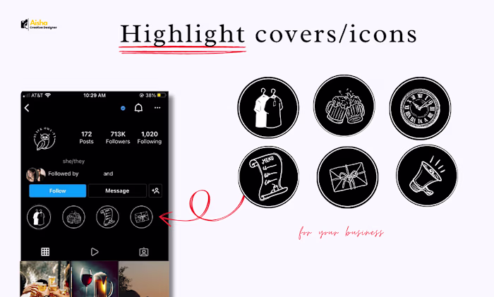 Custom Instagram Highlight Covers for Bar bussiness