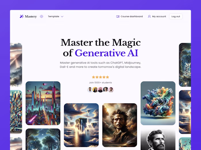 Online course landing page and member portal – Framer template