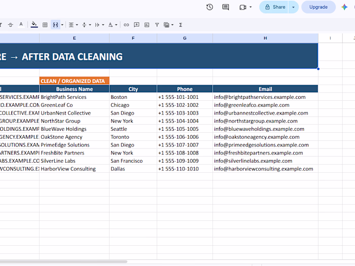 Excel Data Cleaning & Formatting
