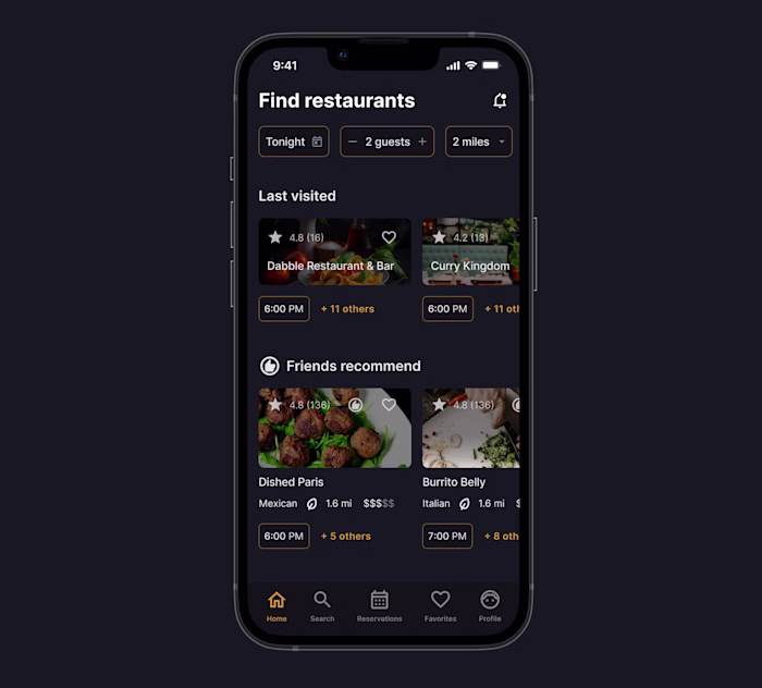 Restaurant Booking App Redesign