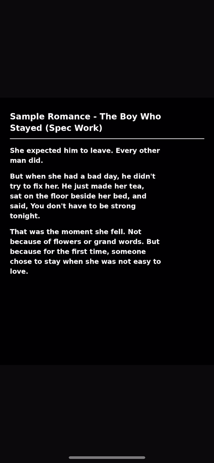Spec romance sample. Emotional love