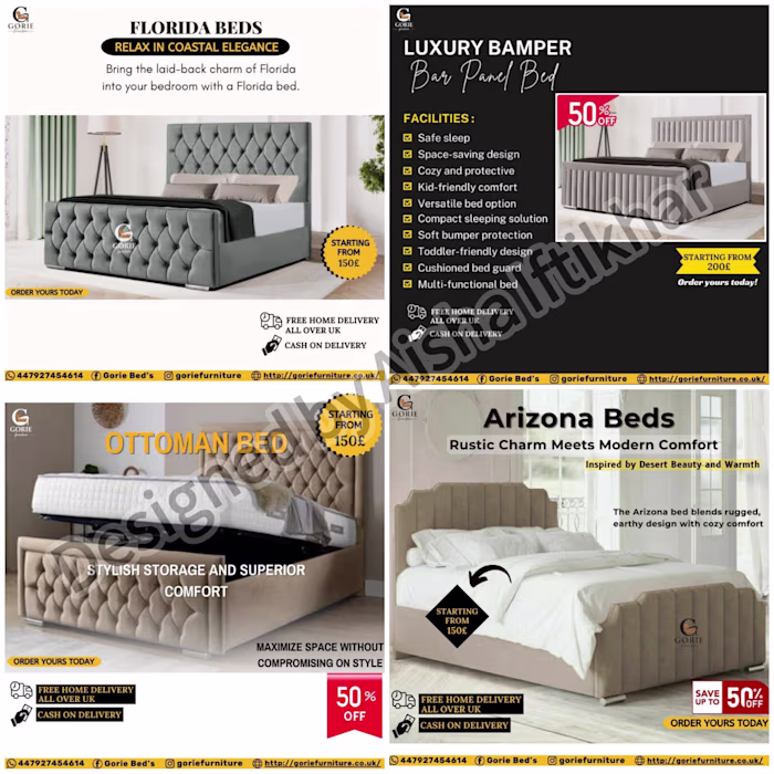 Social media posts for a UK Client furniture business
