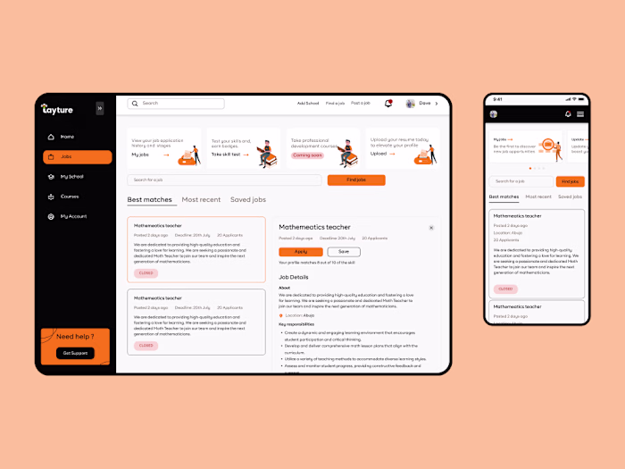 Dasboard Design for an Edtech Startup