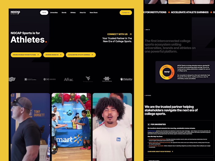 NOCAP Sports: Webflow Build for a College Sports Platform